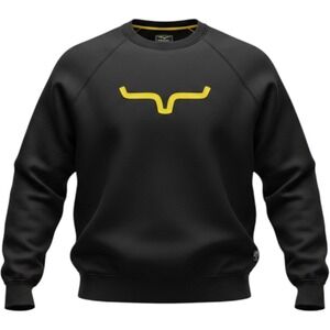 Kimes Ranch Mens Horns Logo Crewneck Sweatshirt Black Yellow Medium Pullover